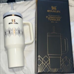 Stanley White and Gold Flowstate Tumbler